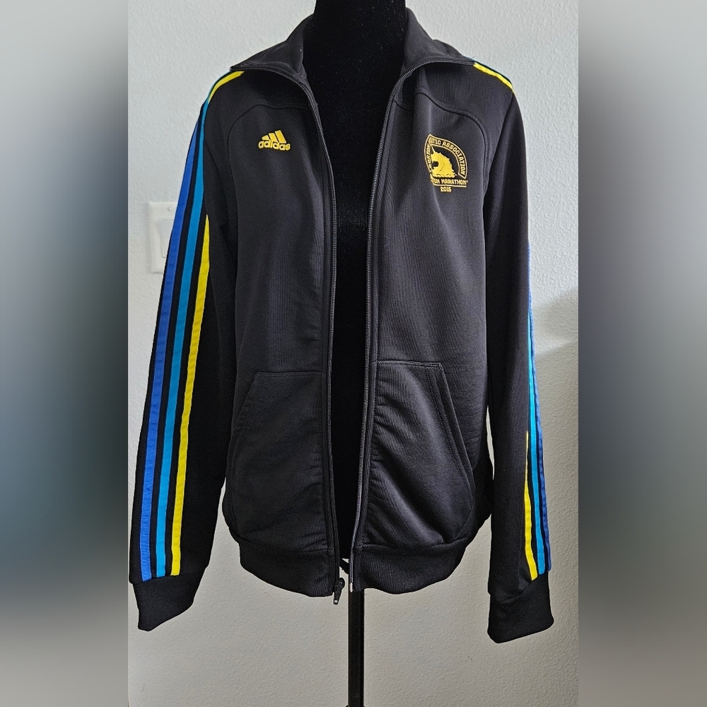 Adidas Boston Marathon 2015 Jacket Womens Small Black Track Full Zip BAA - Picture 5 of 7